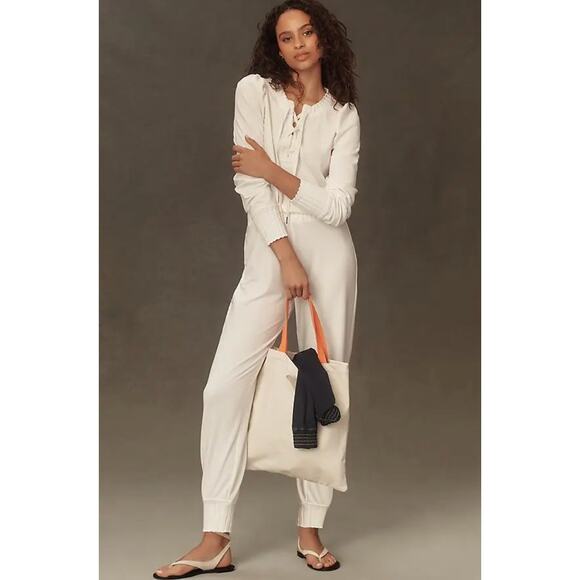 sundays Pants - Anthropologie Sundays TORY Lounge Knit Jumpsuit | Sz S, Cream White NEW $211